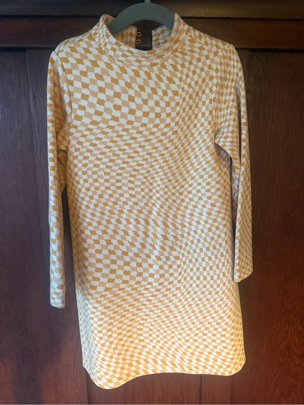 Zara Yellow and White Checkered Long-Sleeve Kids Dress